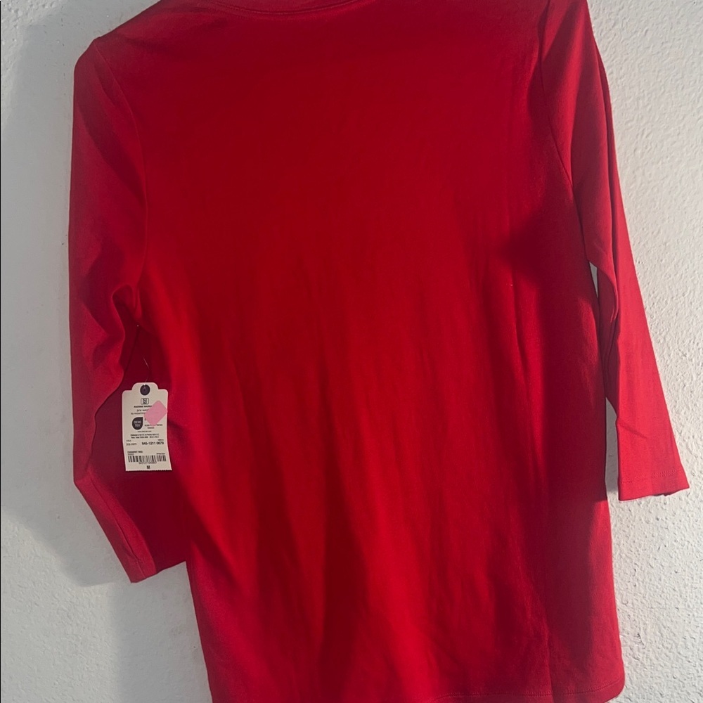 St. John's Bay Vibrant Red Long Sleeve Top - Picture 5 of 5